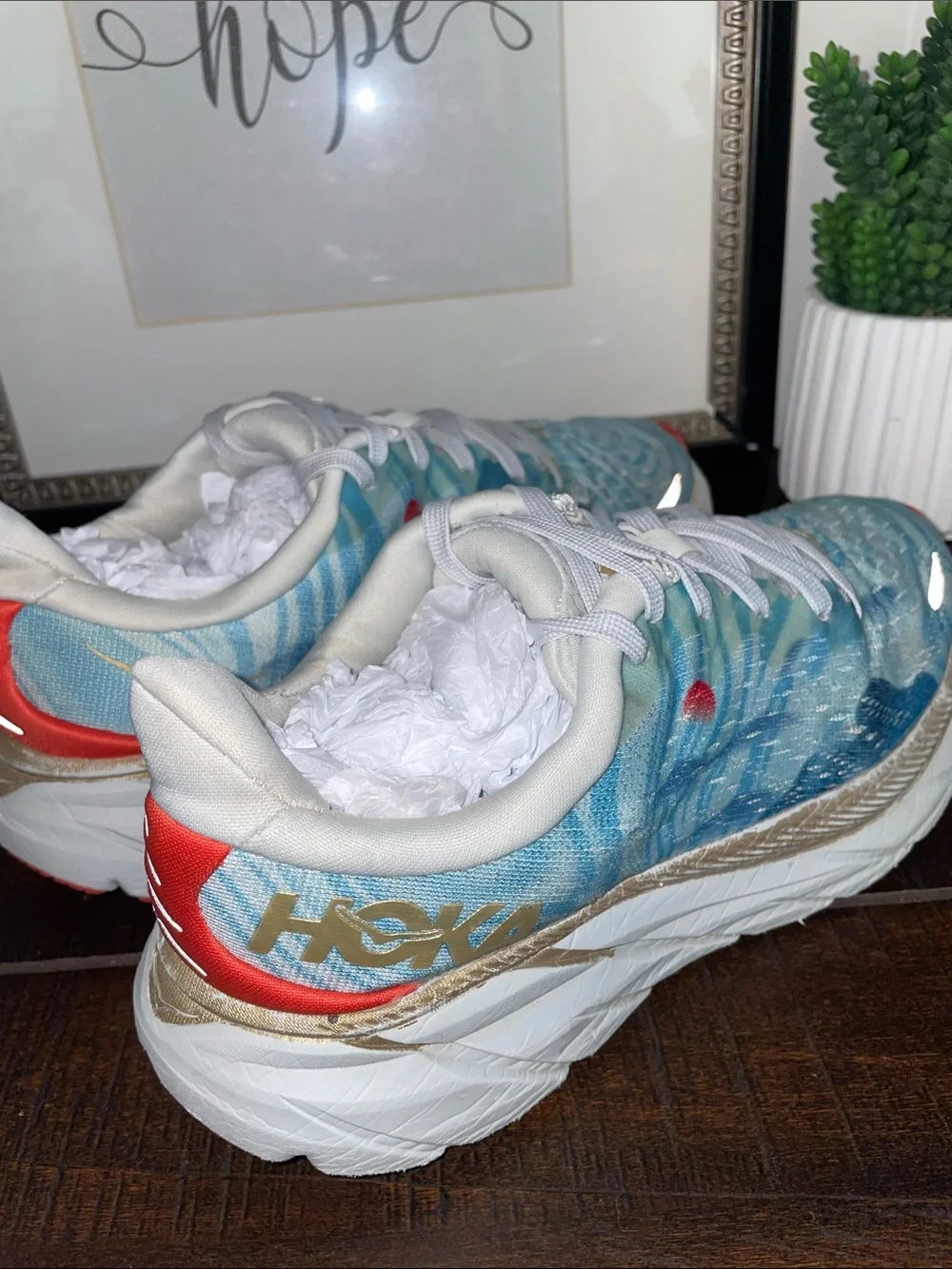 HOKA One One Clifton 8 Running Shoes Japan Wave Together Size 8D Wide Limited Ed